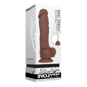 8 inch Dildo Evolved Brown Chocolate Cocoa Big Shot Rechargeable Vibrating Silicone Squirting