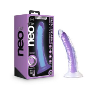 7 inch Dildo Blush Purple Neo Elite Glow in the Dark Light Silicone Dual Density Neon