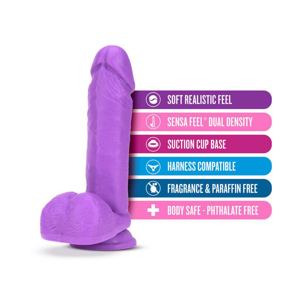 8 inch Dildo by Blush in Purple shown for pegging Her or Him