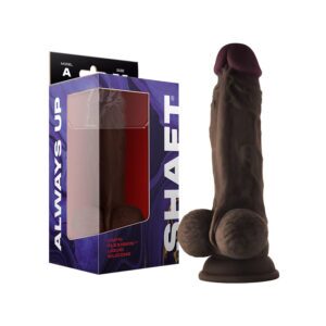 7.5 inch Dildo Shaft Dark Brown Model A Dual Density Silicone with Balls Mahogany