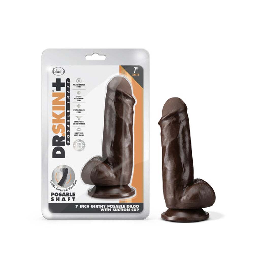 7 inch Dildo by Blush in Brown Chocolate Cocoa shown for use by Her or Him