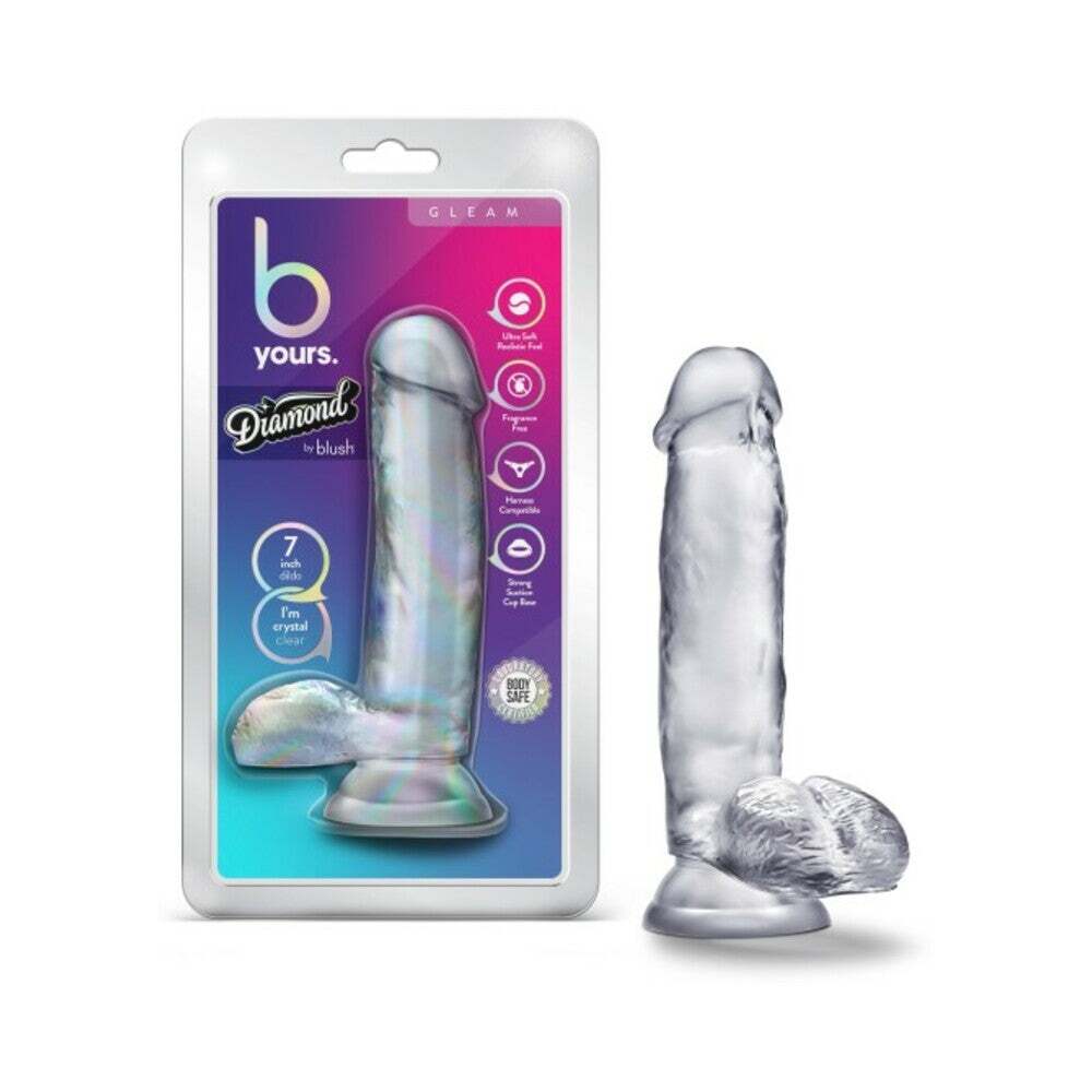 7 inch Dildo by Blush in Clear shown for use by Her or Him