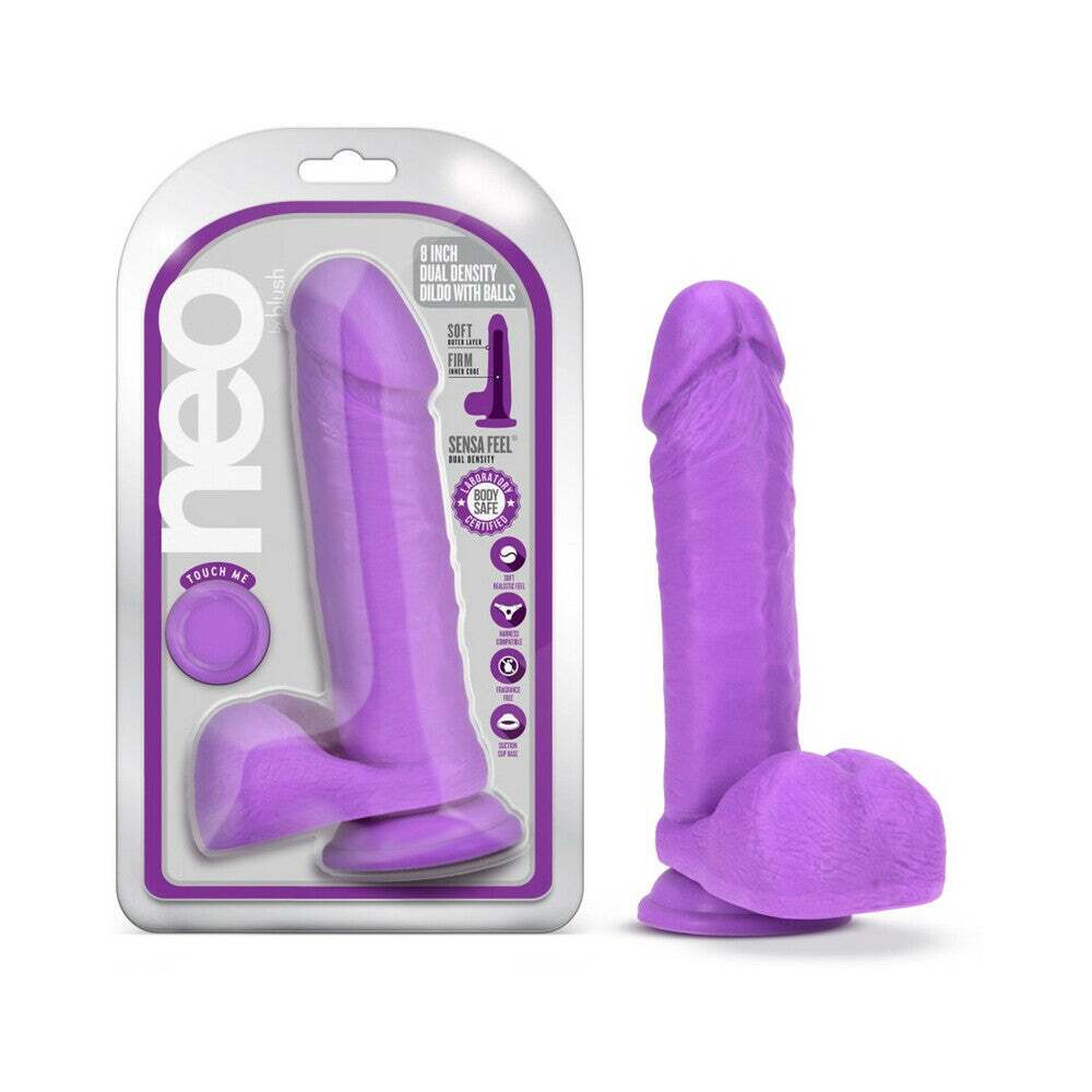 8 inch Dildo by Blush in Purple shown for use by Her or Him