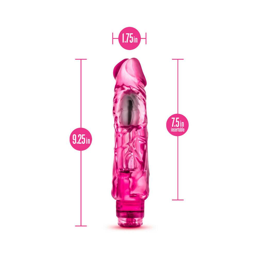 9 inch Dildo by Blush in Hot Pink Magenta Fuchsia displayed for pegging Him or Her