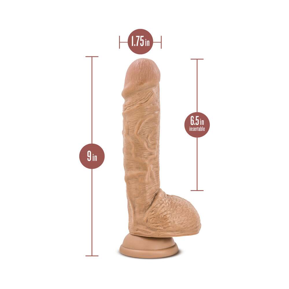 9 inch Dildo by Blush in Tan Light Brown Mocha shown for pegging Her or Him