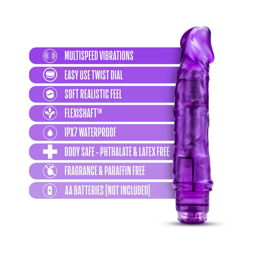 9.25 inch Dildo by Blush in Purple shown for pegging Her or Him