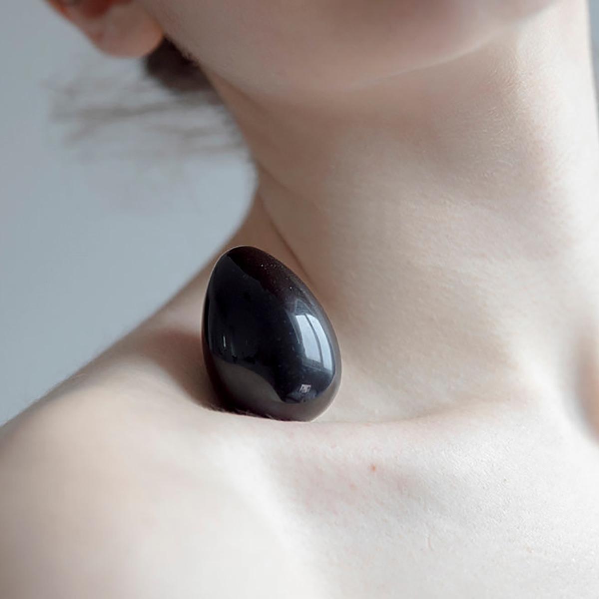 Buy Chakrubs Xaga Yoni Egg Obsidian drilled kegel exercise device for pelvic floor muscle strengthening.