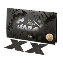 Feel sexy wearing sexy nipple covers Glittery Metallic Flash Black Crosses! Wearing Flash Black Crosses nipples covers by Bijoux Indiscrets can be fun and sexy!