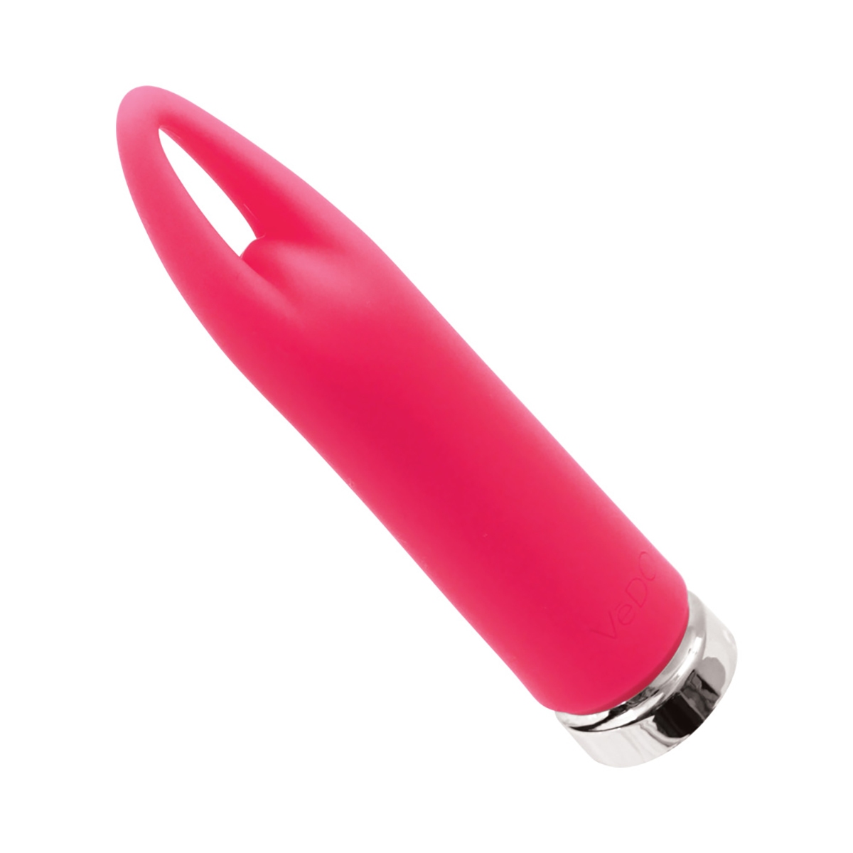Angled view of the Pink VeDO vibrator designed for intimate use