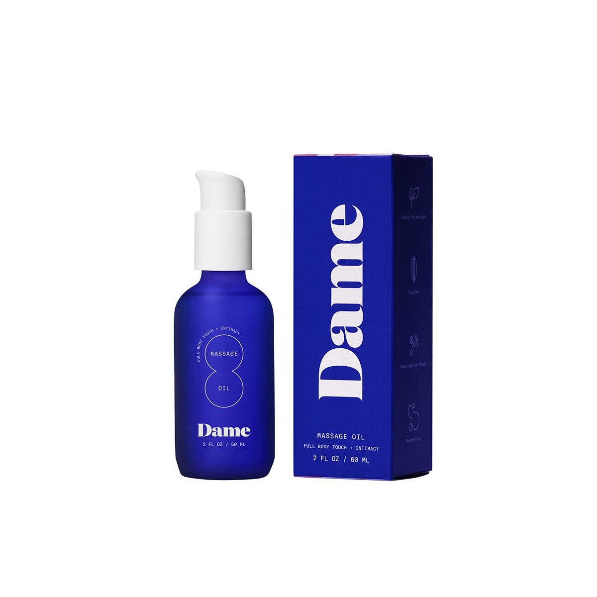 Soft-focus bottle shot of  Vegan Lube Dame Products highlighting ethical formulation