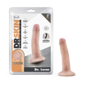 5.5 inch Dildo Blush Vanilla Ivory Beige Dr Skin Silicone Dr Lucas Posable Beige