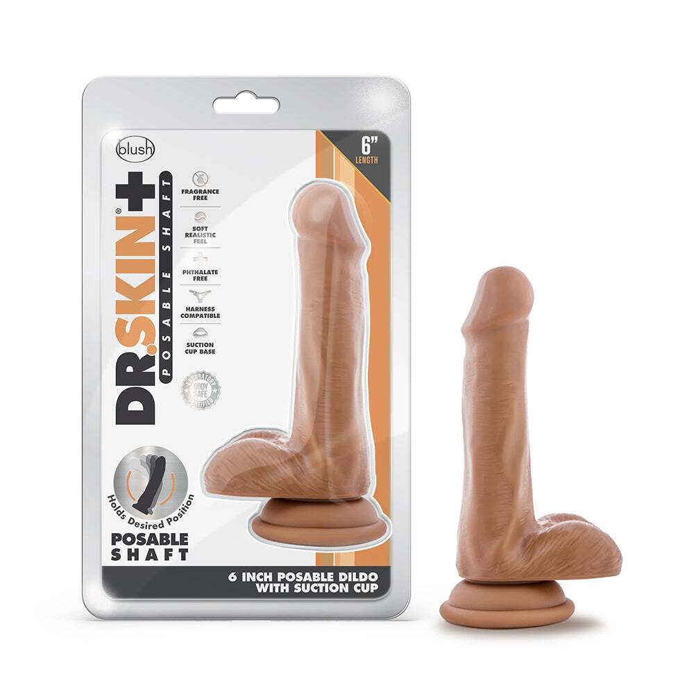 6 inch Dildo by Blush in Tan Light Brown Mocha shown for use by Her or Him
