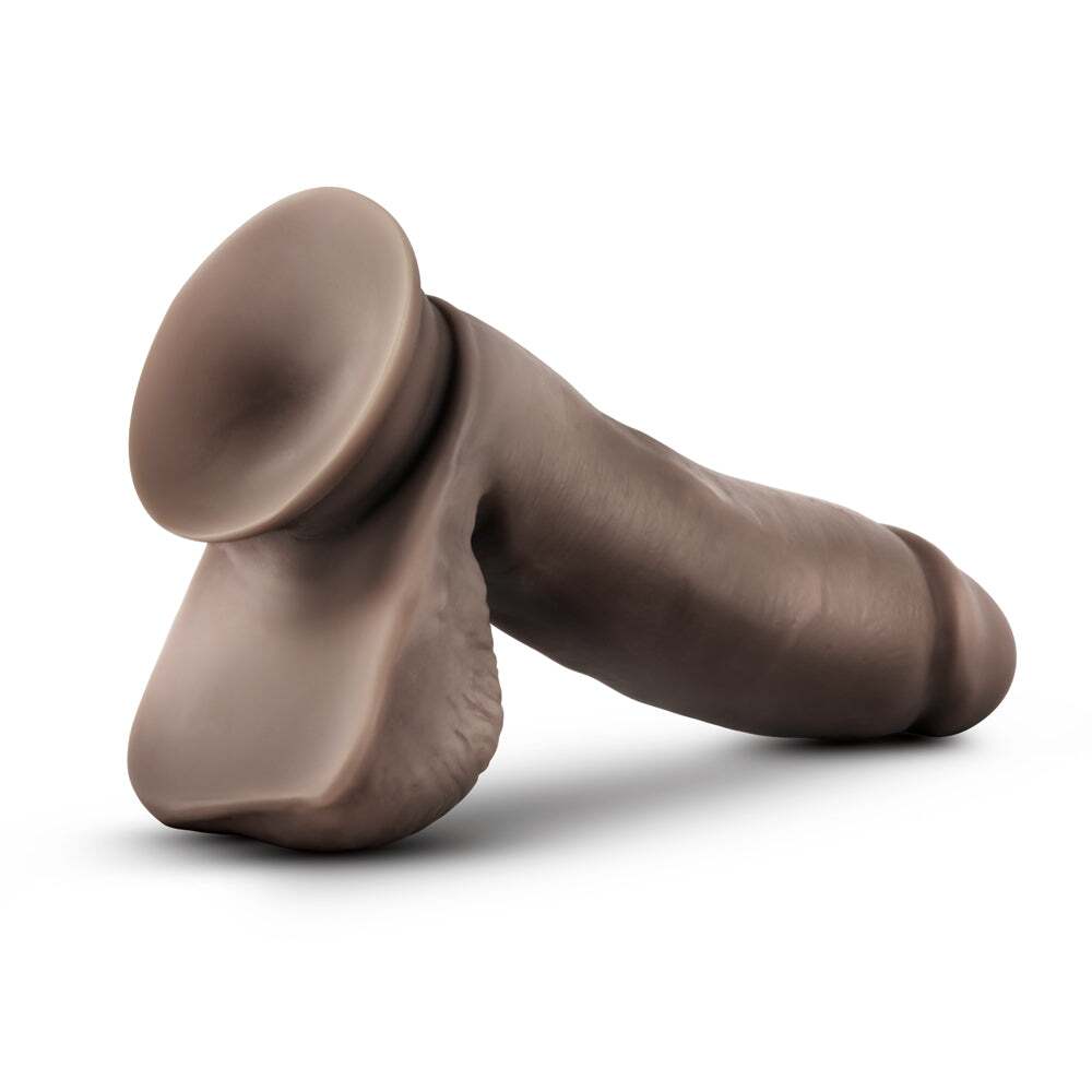 7 inch Dildo by Blush in Brown Chocolate Cocoa shown for pegging Her or Him