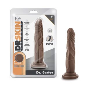 7 inch Dildo Blush Brown Chocolate Cocoa Dr Skin Silicone Dr Carter Realistic Posable