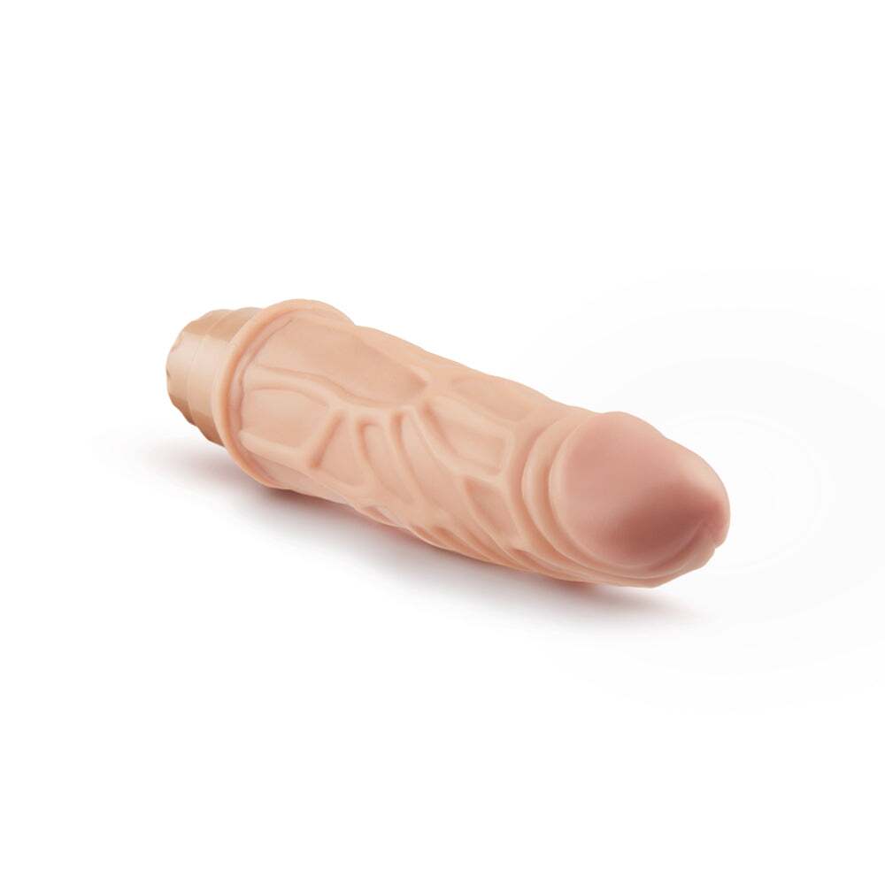 7.25 inch Dildo by Blush in Vanilla Ivory Beige shown for pegging Her or Him