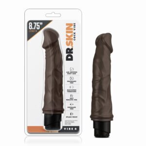 8.75 inch Dildo Blush Dark Brown Dr Skin Cock Vibe 6 Realistic Vibrating