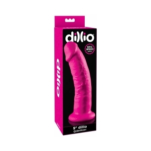 9 inch Dildo by Pipedream in Hot Pink Magenta Fuchsia shown for use by Her or Him