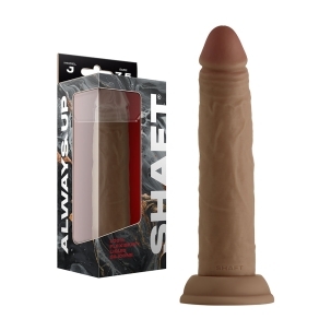 7.5 inch Dildo by Shaft in Tan Light Brown Mocha shown for use by Her or Him