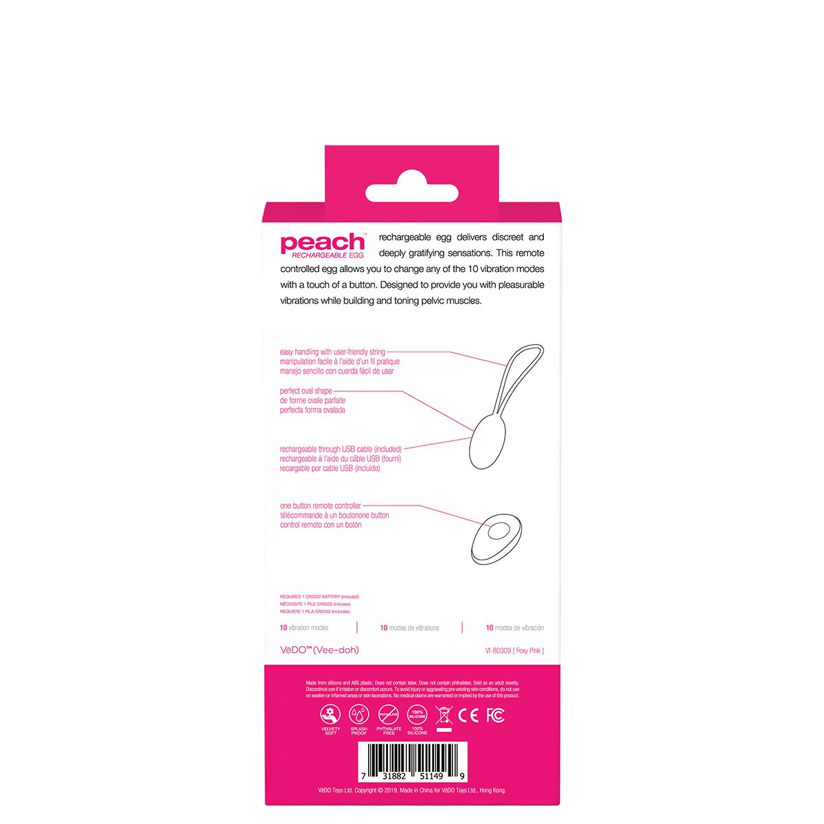 Buy VeDO Peach Egg Pink kegel exercise device for pelvic floor muscle strengthening.
