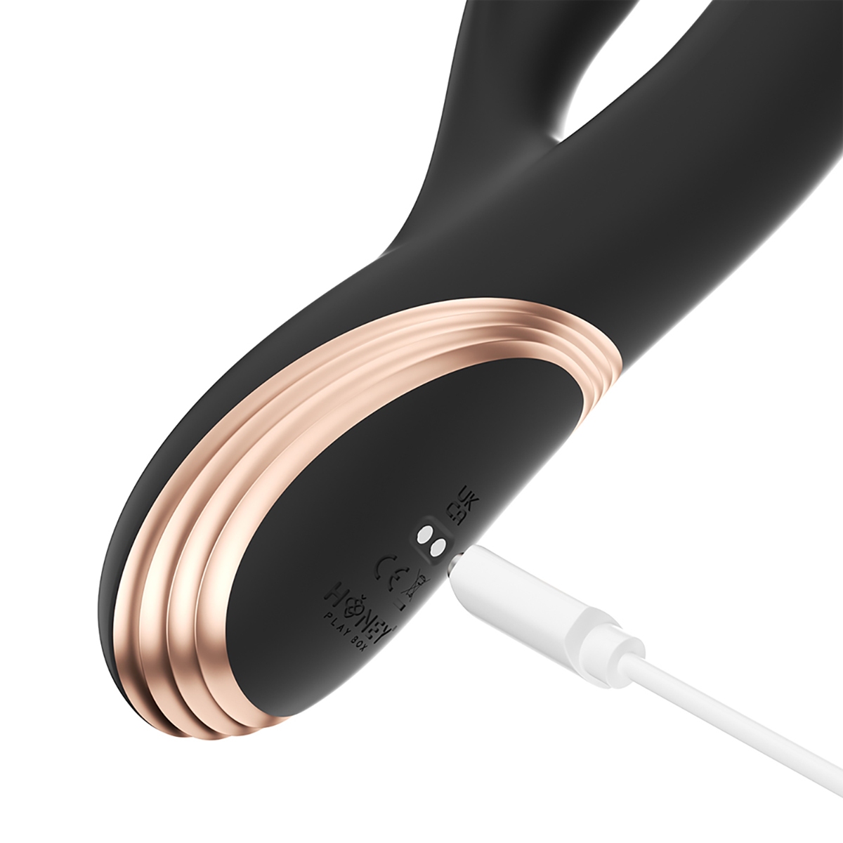 Close-up of the Black Honey Play Box vibrator for texture detail