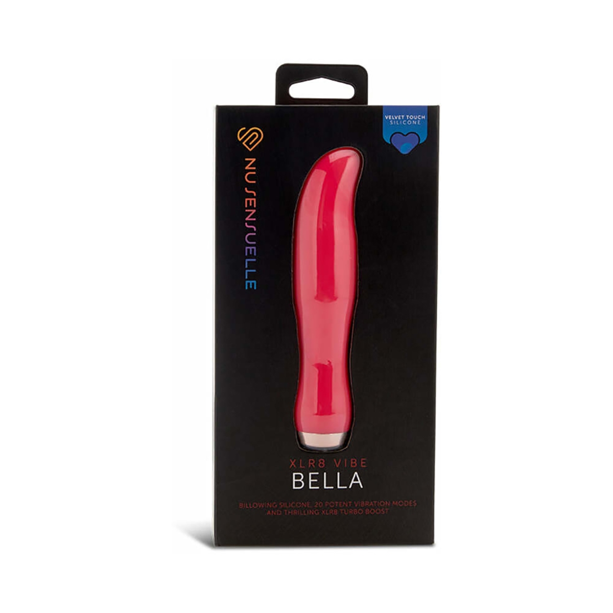 Angled view of the Hot Pink Nu Sensuelle vibrator designed for intimate use