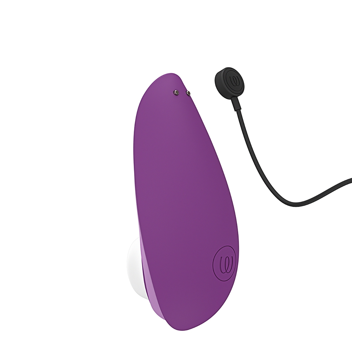 Charging setup for Purple Womanizer vibrator including cable
