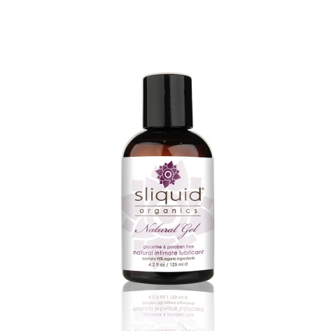 Bottle of 4.2 oz Vegan Lube Sliquid showing plant-powered formula