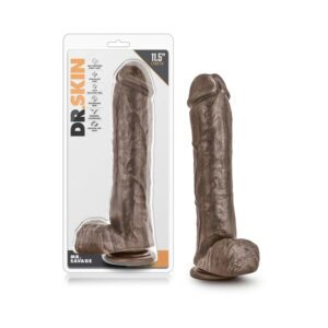 11.5 inch Dildo Blush Dark Brown Dr Skin Mr Savage Realistic with Balls