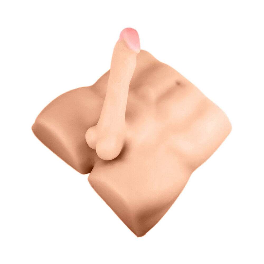 7.5 inch Dildo by Blush in Vanilla Ivory Beige shown for pegging Her or Him