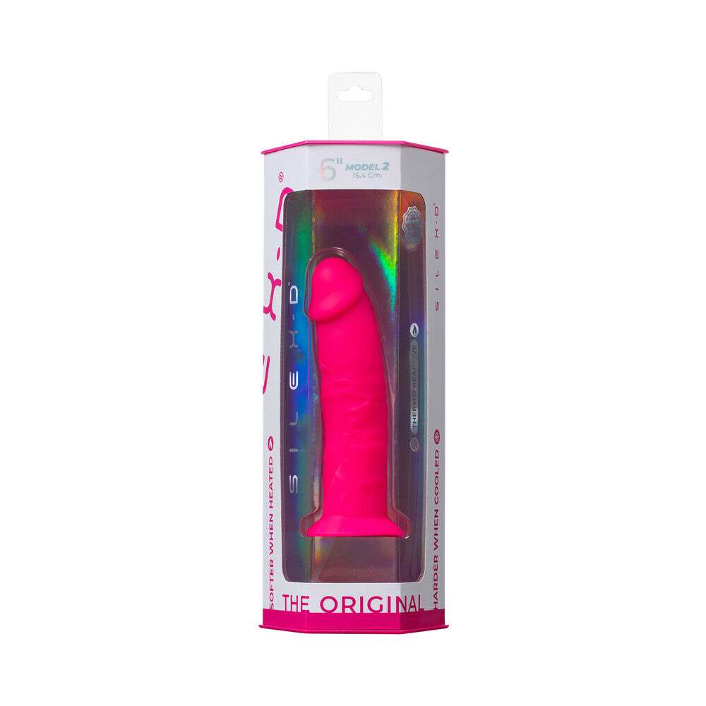 6 inch Dildo by Doc Johnson in Hot Pink Magenta Fuchsia shown for use by Her or Him