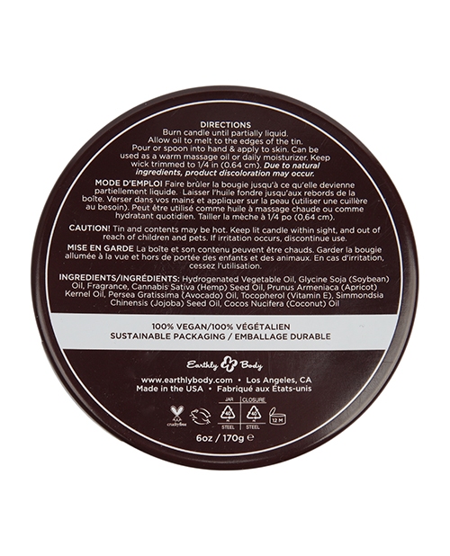 Earthly Body Suntouched Hemp Candle - 6 oz Round Tin High Tide for sale