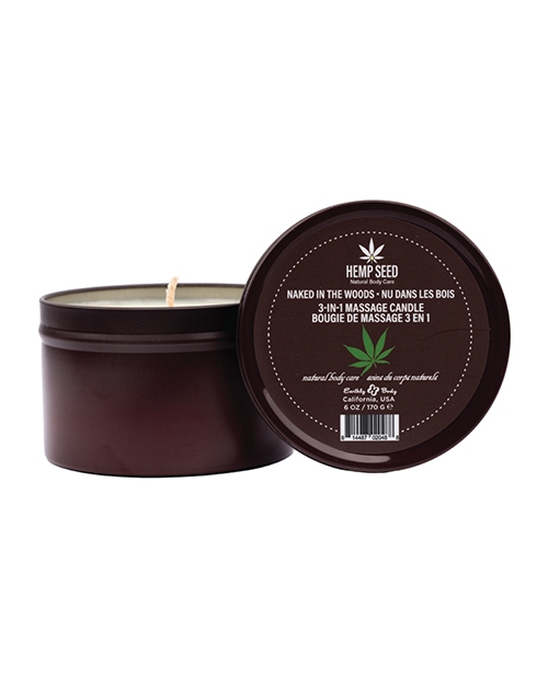 Shop earthly body suntouched hemp candle - 6 oz round tin naked in the woods online