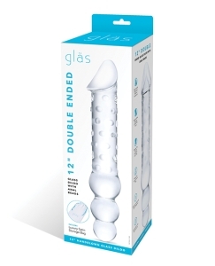 Shop glas 12" double ended glass dildo w/anal beads - clear online