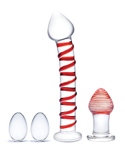 Order glas 4 pc mr. Swirly set w/glass kegel balls & 3. 25" butt plug - red online