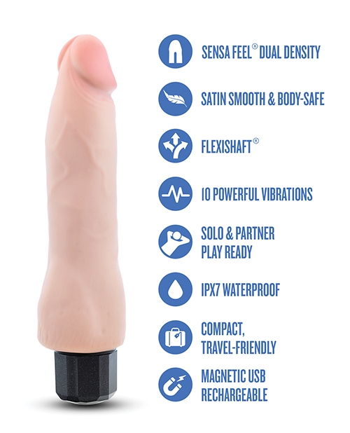 Shop Blush Au Naturel 8.75" Vibrating Realistic G-Spot Dildo - Beige