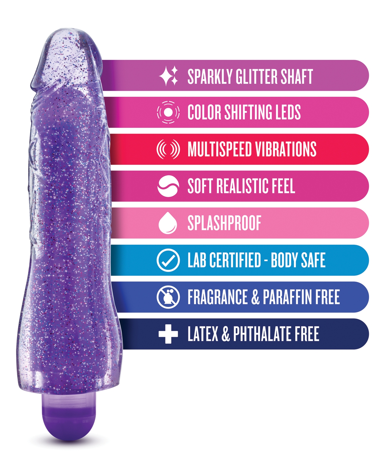 Shop Blush Glow Dicks Glitter Vibrator Molly - Purple
