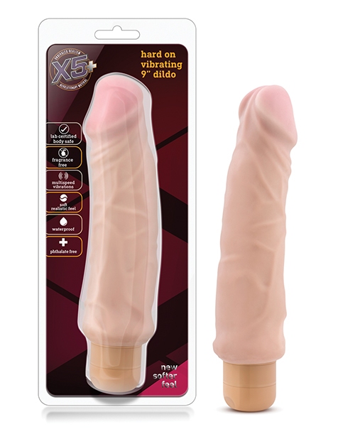 Shop Blush X5 Plus Hard On Vibrating 9" Dildo - Beige online