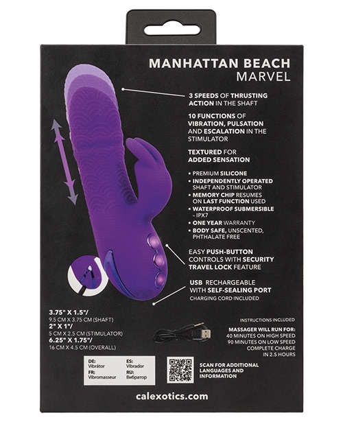California Dreaming Manhattan Beach Marvel Dual Stimulation Vibe - Purple for sale