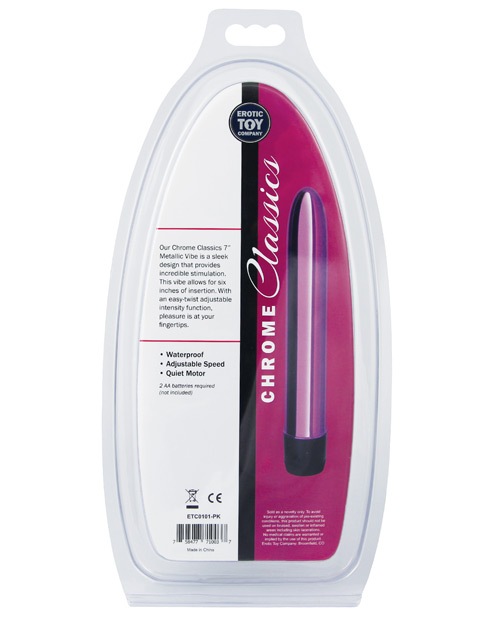 Erotic Toy Company Chrome Classics 7" Vibe - Pink for sale
