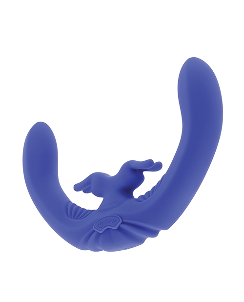 Shop Evolved Lovebirds Curved Dual-Ended Rabbit Vibe w/Remote Control - Blue