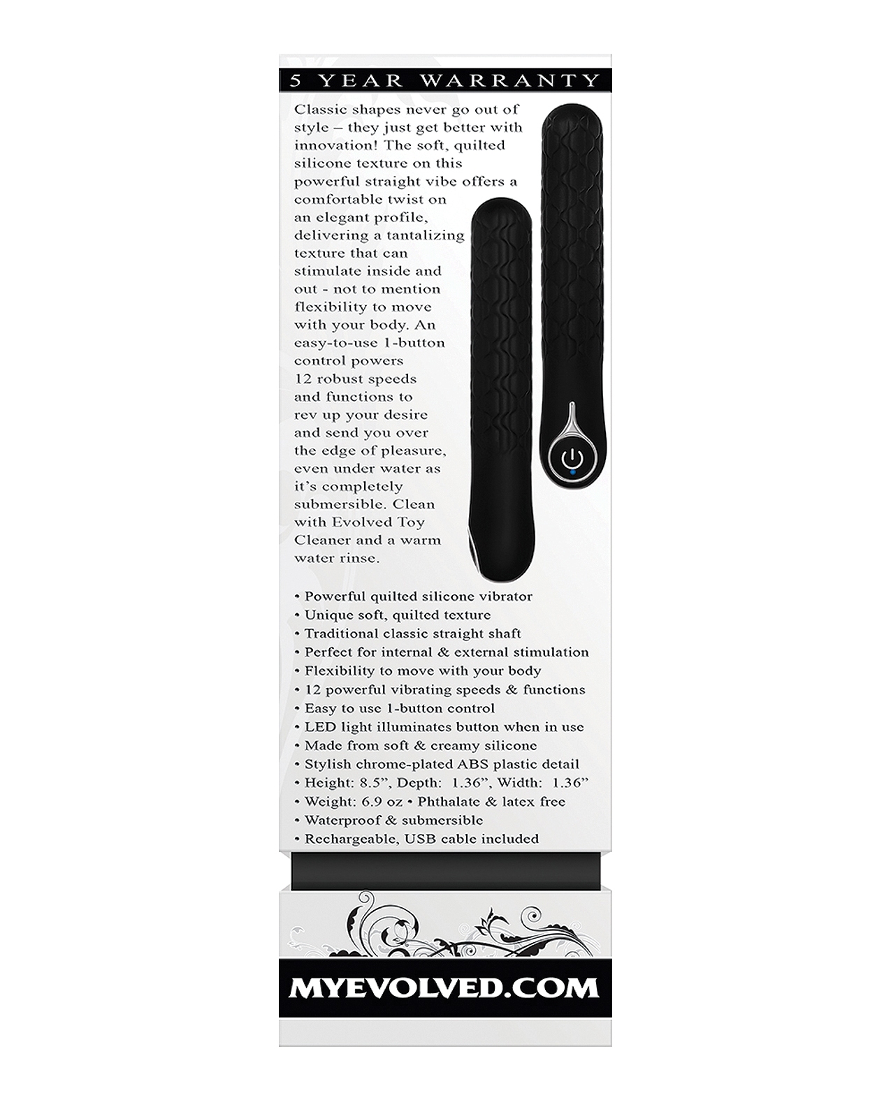 Order Evolved Quilted Love Rechargeable Vibrator - Black online