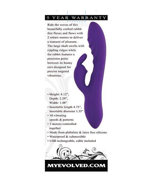 Shop Evolved Wavy Rabbit Vibrator - Purple