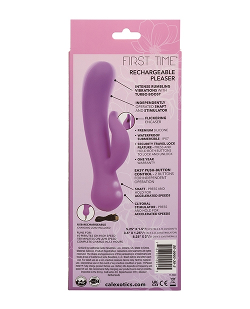 Buy First Time Rechargeable Pleaser Vibrator - Purple