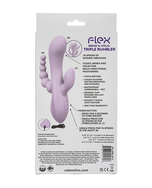 Buy Flex Bend & Hold Triple Rumbler Triple Motor Massager - Purple