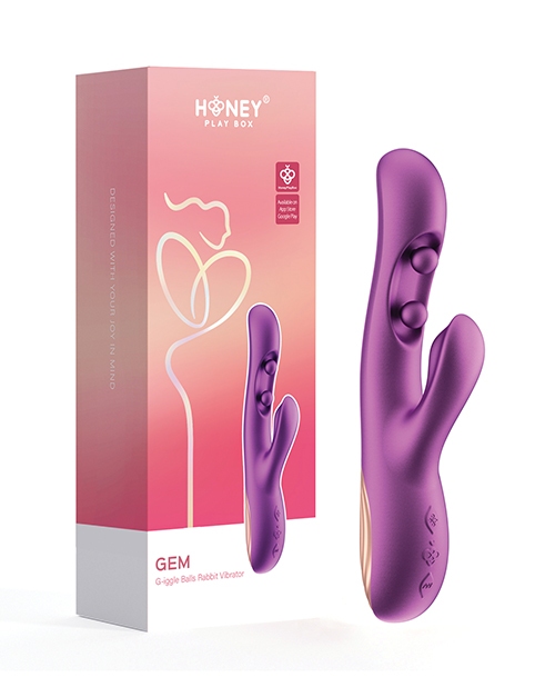 Shop GEM Twin Balls Rabbit Vibrator - Purple