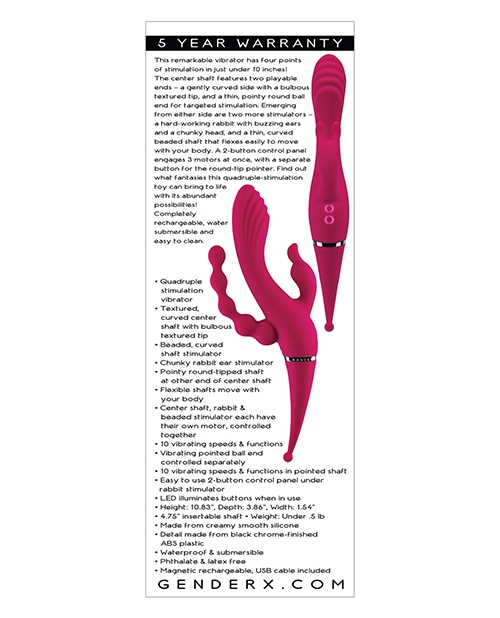 Order Gender X Four by Four Vibrator - Burgundy online