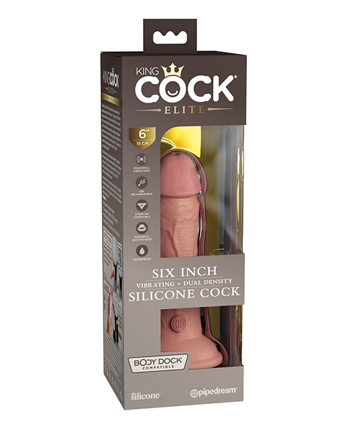 Shop King Cock Elite 6" Dual Density Vibrating Silicone Cock - Light online