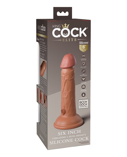Order King Cock Elite 6" Dual Density Vibrating Silicone Cock - Tan online