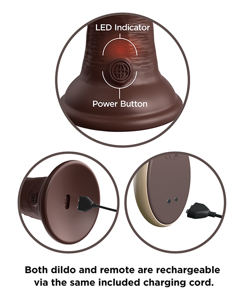 Shop King Cock Elite 7" Dual Density Vibrating Silicone Cock w/Remote - Brown