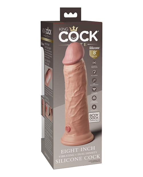Order King Cock Elite 8" Dual Density Vibrating Silicone Cock - Light online